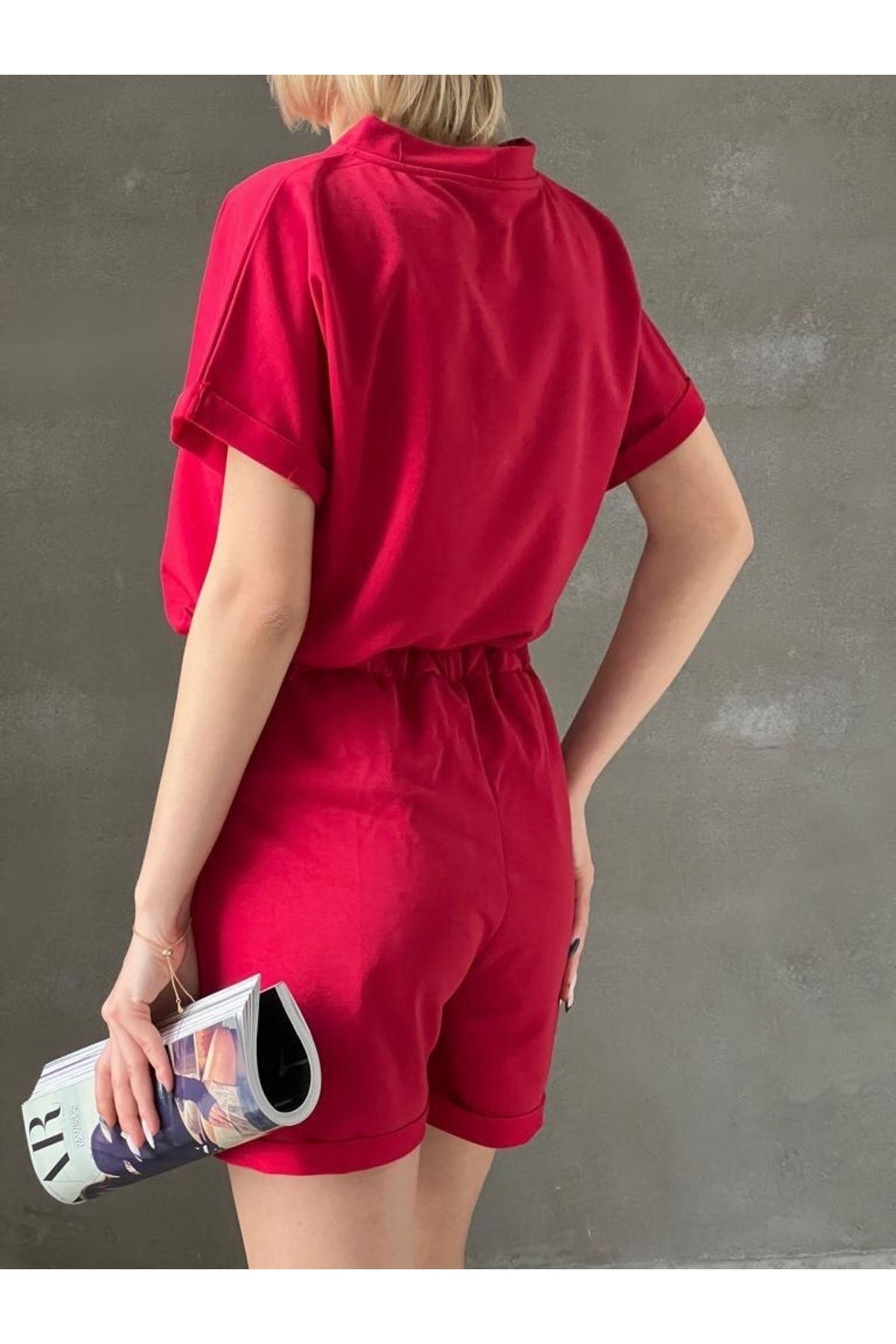 WEAR AND WEAR Women s Red Short Sleeve T Shirt And Elastic Waist