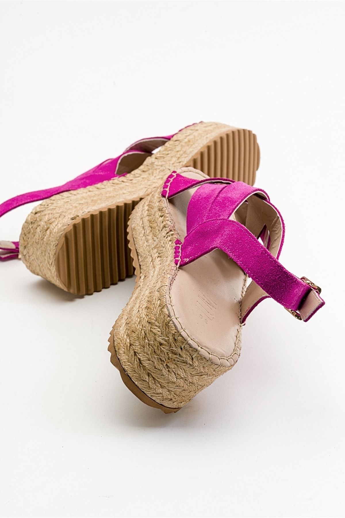 صندل صورتی زنانه های چرمی واقعی Londano Fuchsia luvishoes