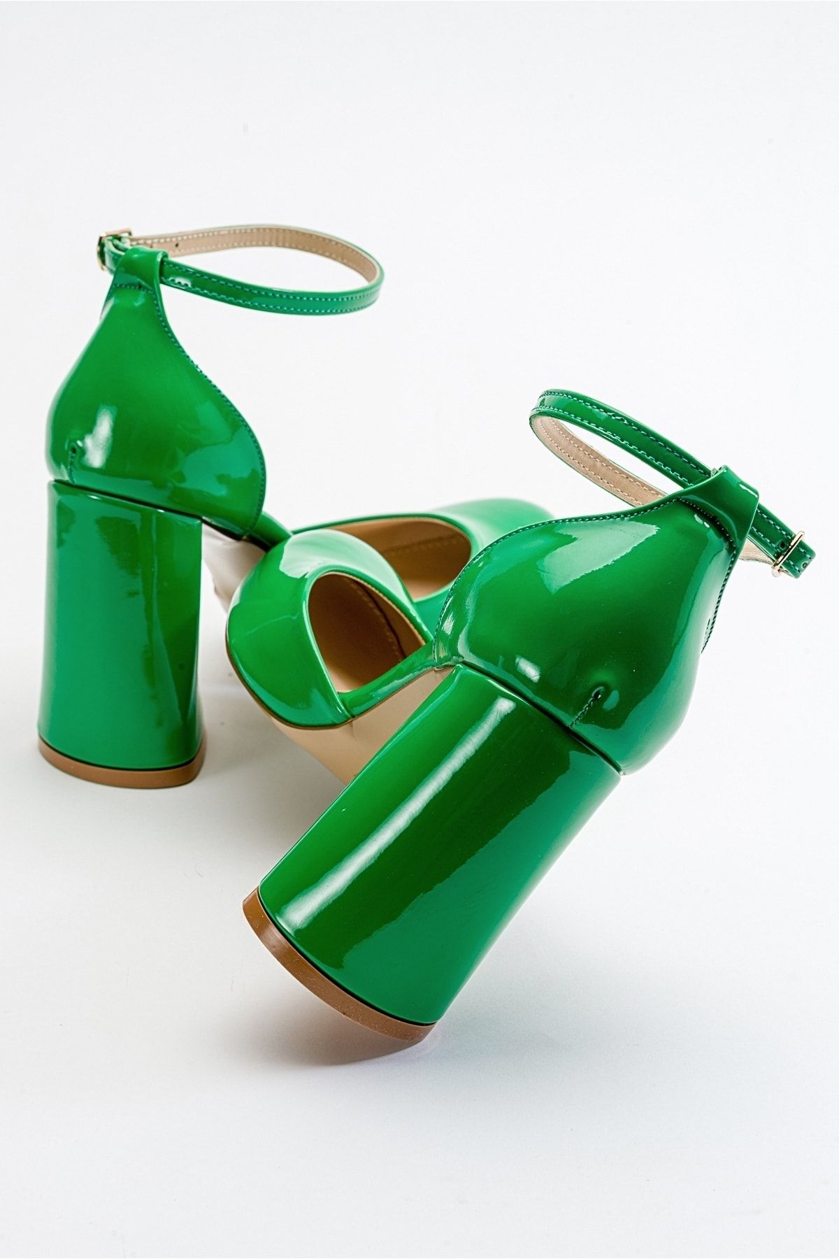 کفش پاشنه کلاسیک سبز زنانه چرمی Oslo luvishoes