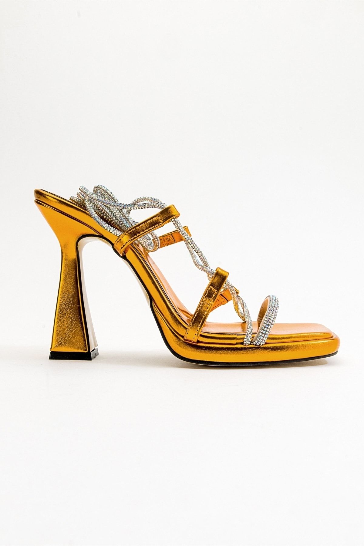 کفش پاشنه کلاسیک نارنجی زنانه صندل های Mezzo luvishoes