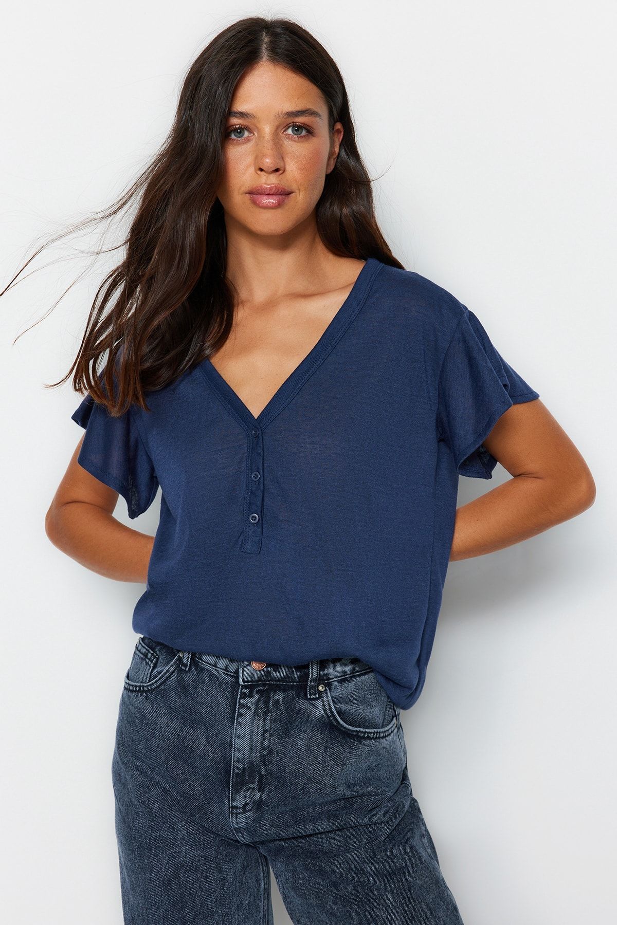 Trendyol Collection T-Shirt Dunkelblau Regular Fit