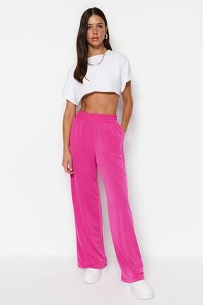 TRENDYOLMİLLA Fuşya Wide Leg/Rahat Kesim Yüksek Bel Esnek Örme Pantolon TWOSS23PL00129