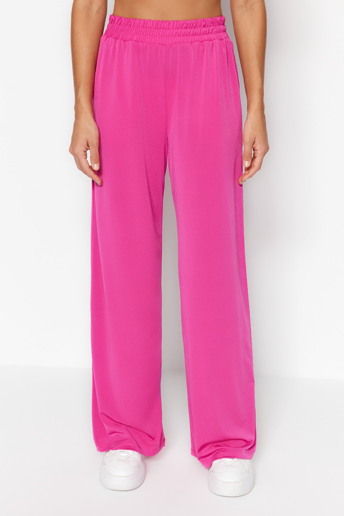  TRENDYOLM?LLA Fu?ya Wide Leg/Rahat Kesim Yüksek Bel Esnek ?rme Pantolon