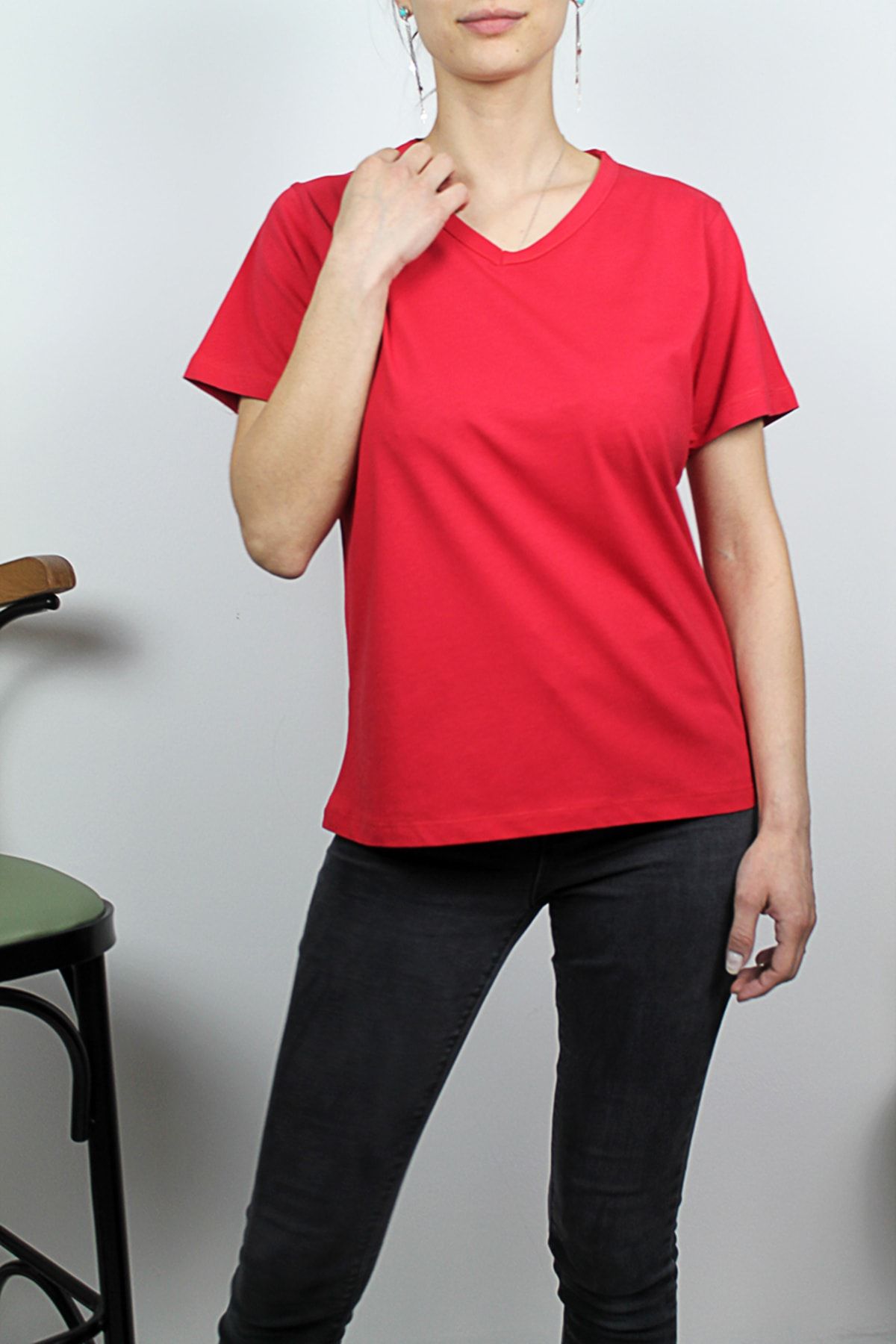 Damla-Tricou tricotat cu decolteu în V 100% bumbac 4
