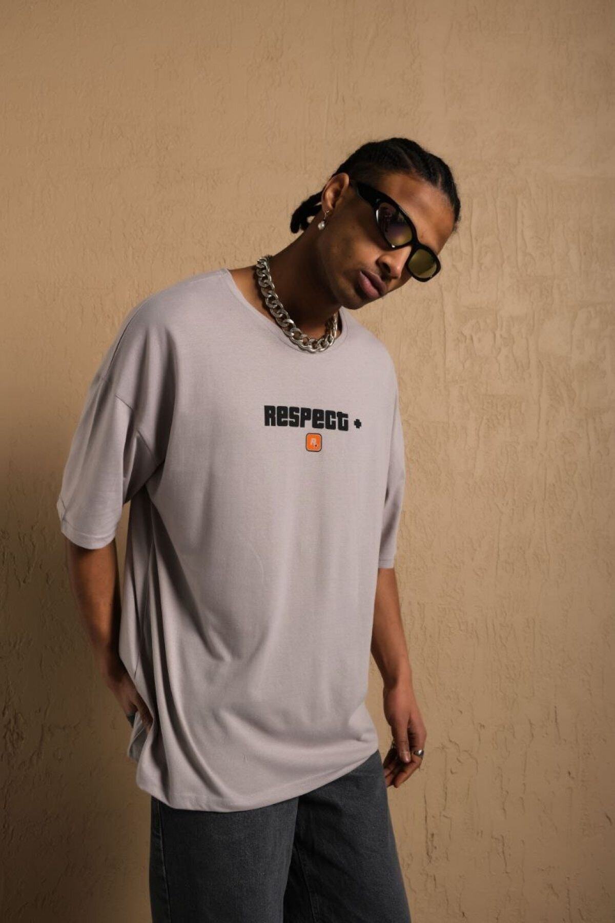 Mission Baskılı Oversize %100 Pamuk Taş Rengi T-shirt