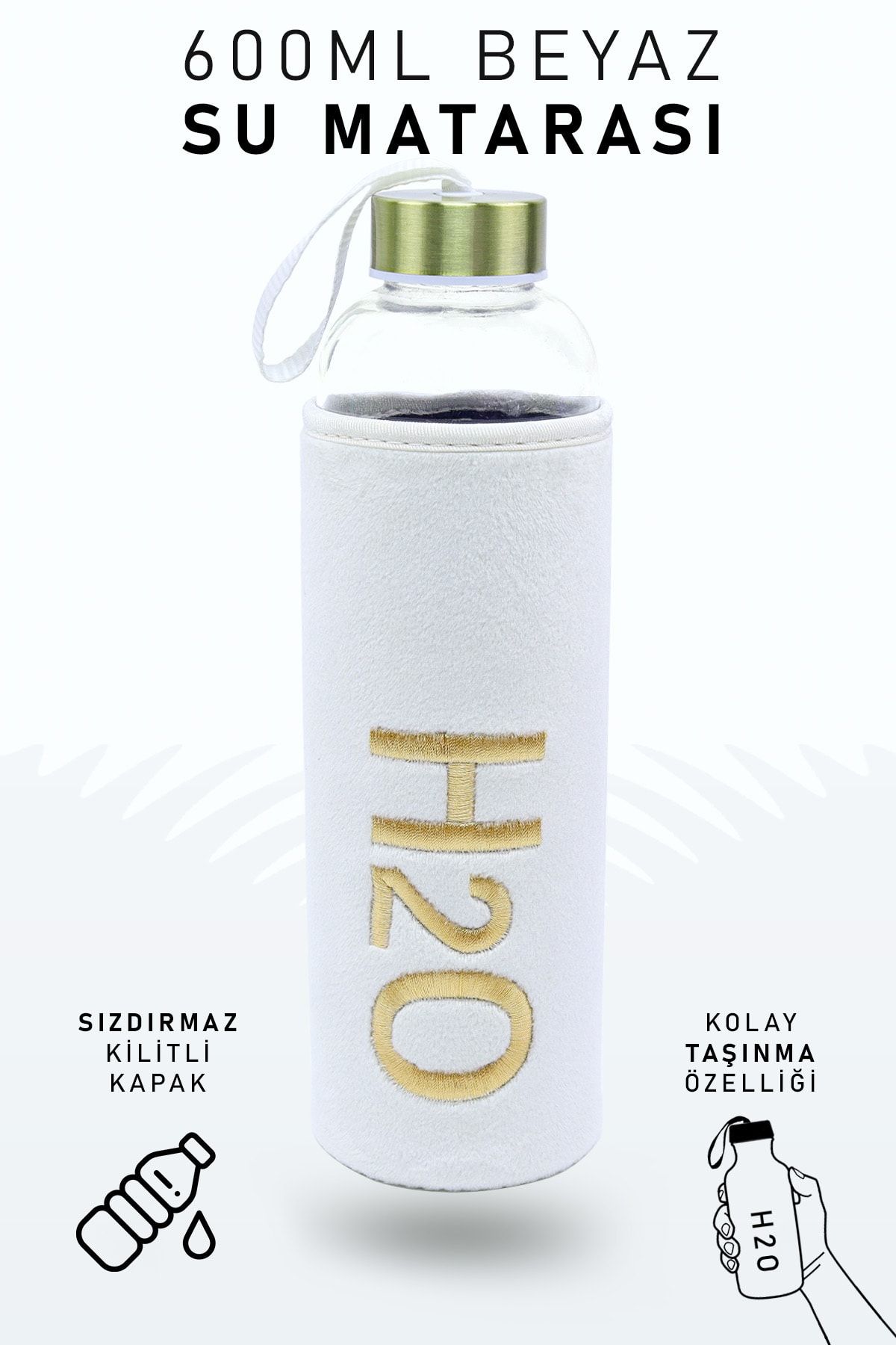 İkon store-600 Ml Glass Flask with White Case 1