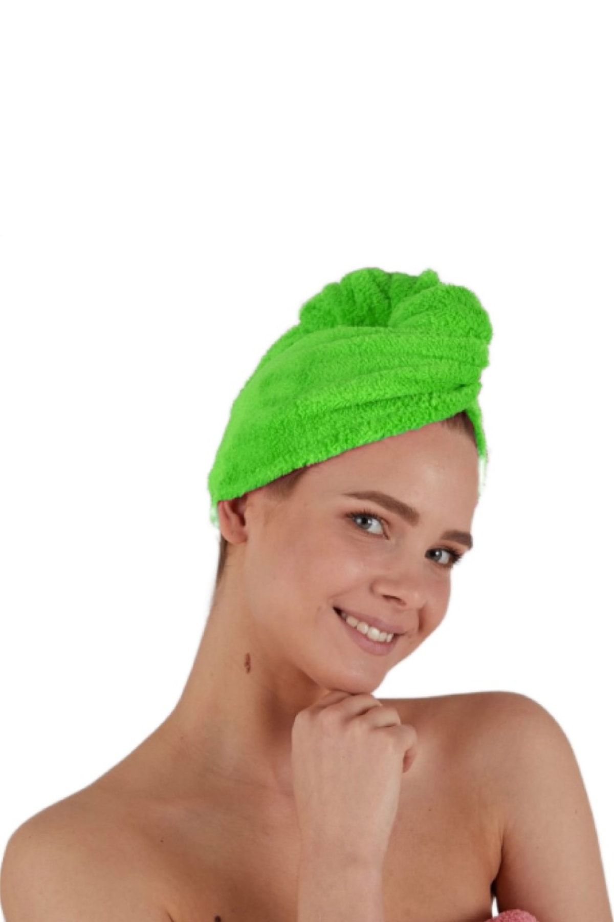 Orvila Green Color Hair Towel with Microfiber Buttons Trendyol