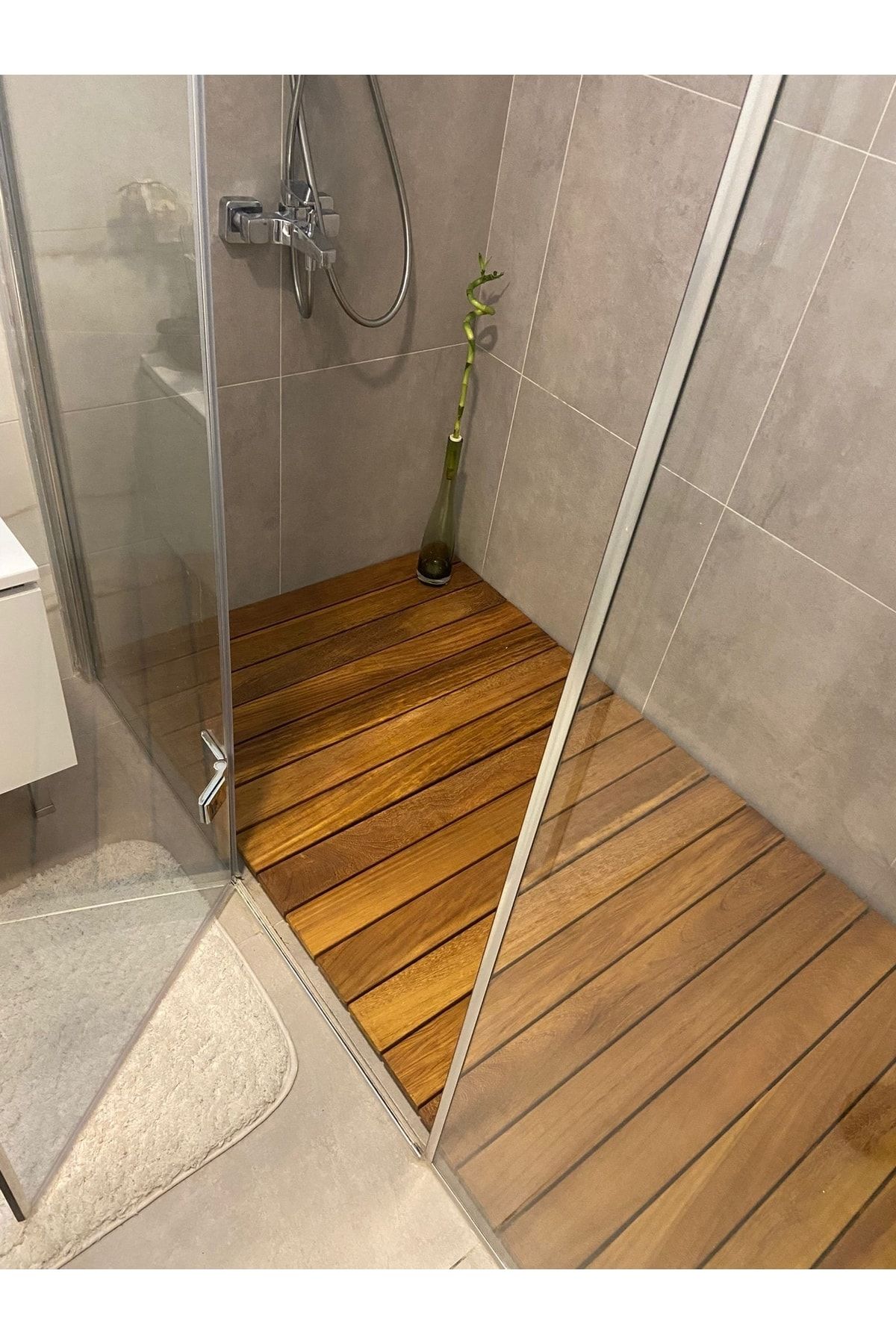 OBERS Iroko Duş Izgarası 40x60cm Ağaç Izgara Ağaç Duş Teknesi Deck Izgara Tik Izgara
