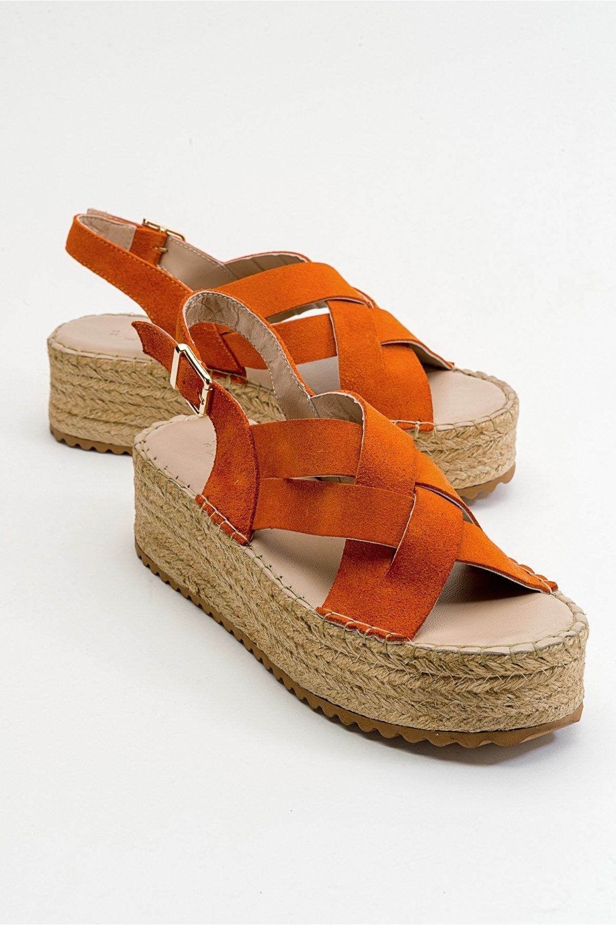 صندل نارنجی زنانه های چرمی واقعی لندانو luvishoes