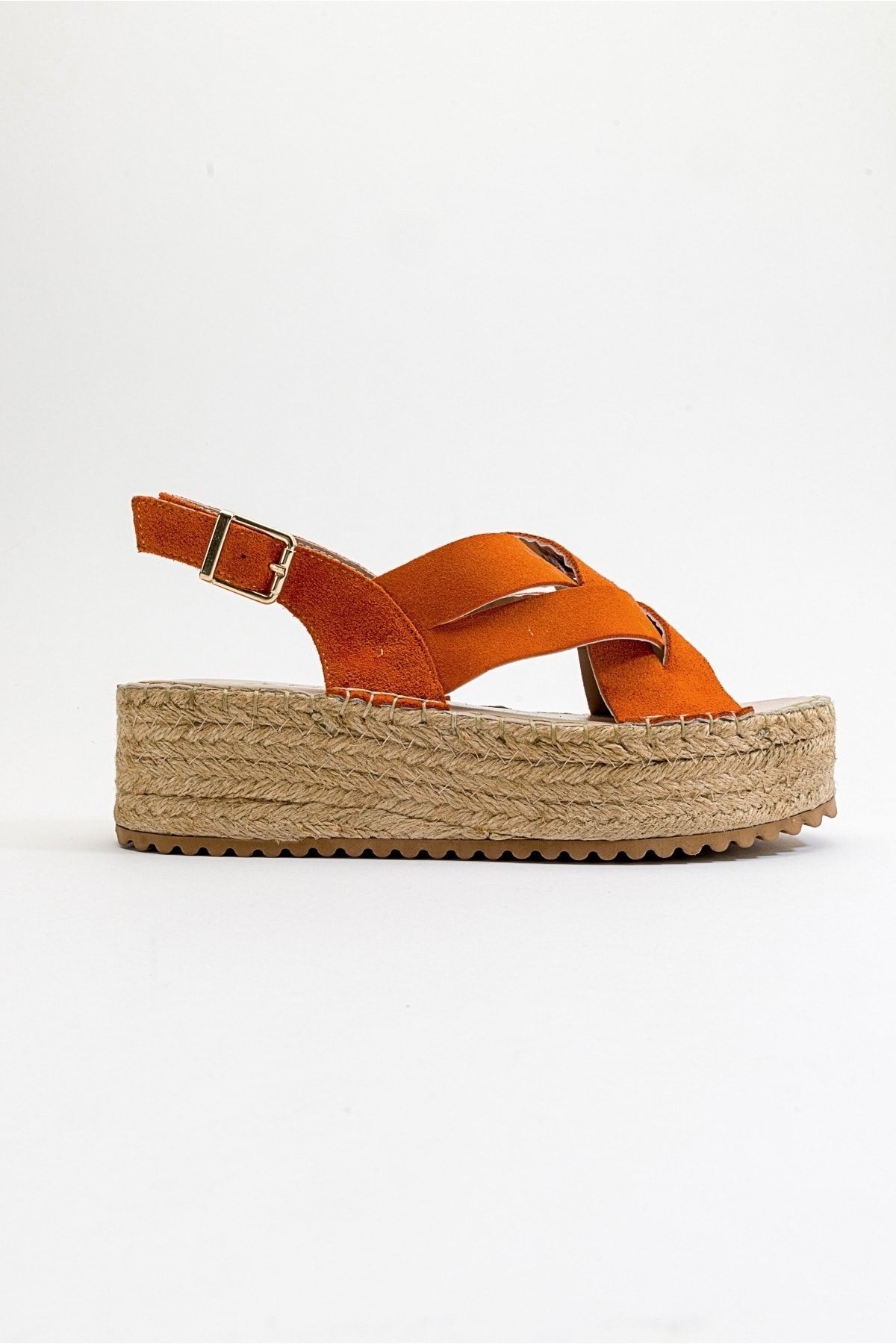 صندل نارنجی زنانه های چرمی واقعی لندانو luvishoes