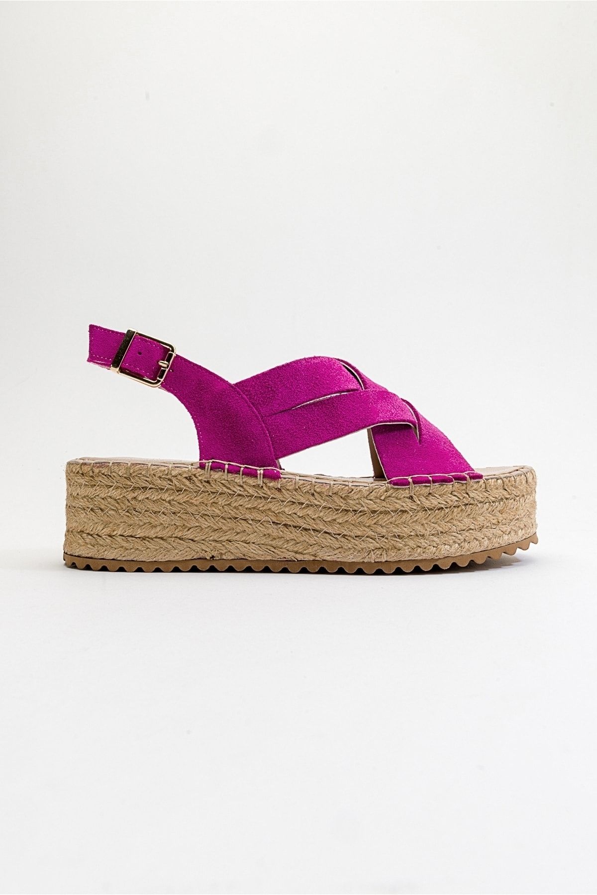 صندل صورتی زنانه های چرمی واقعی Londano Fuchsia luvishoes