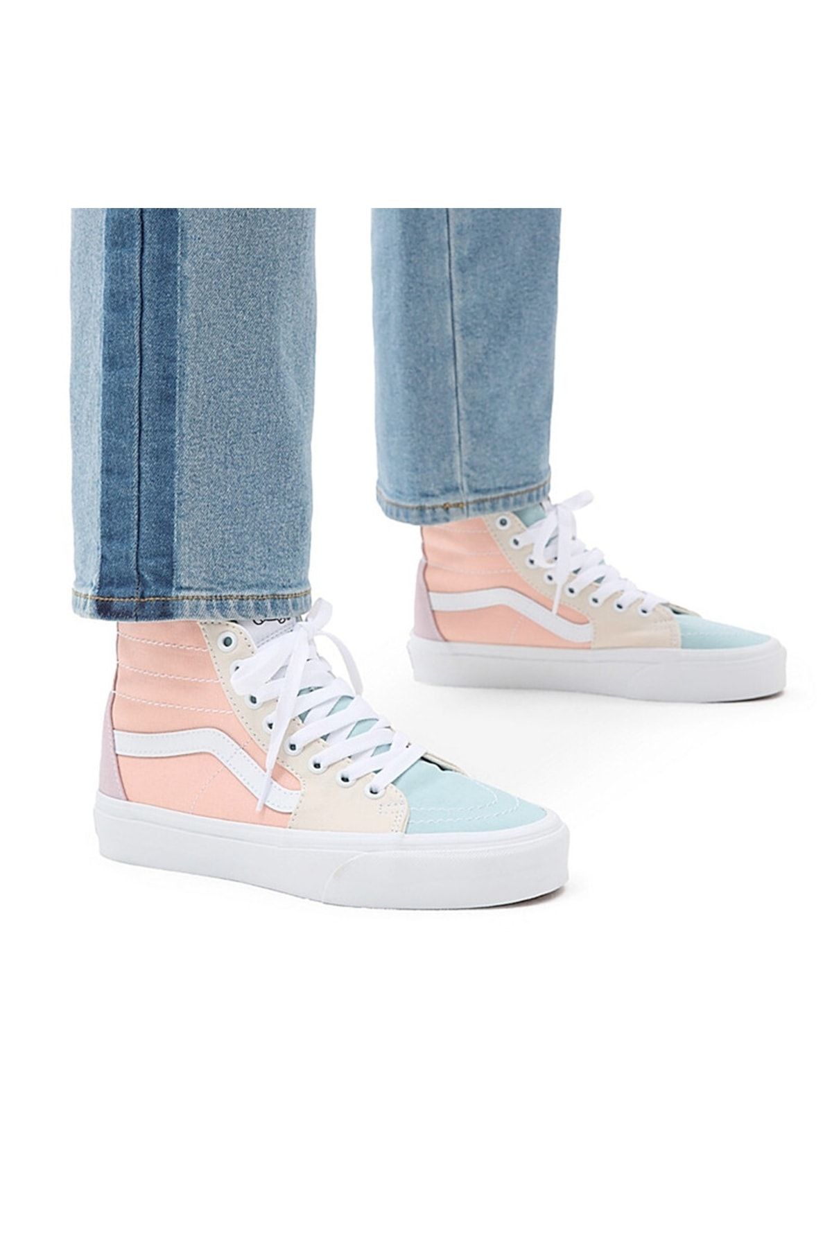 اسنیکر چند رنگ مردانه و زنانه UA SK8 Hi Tereed Block Multi True سفید کفش ورزشی Vans