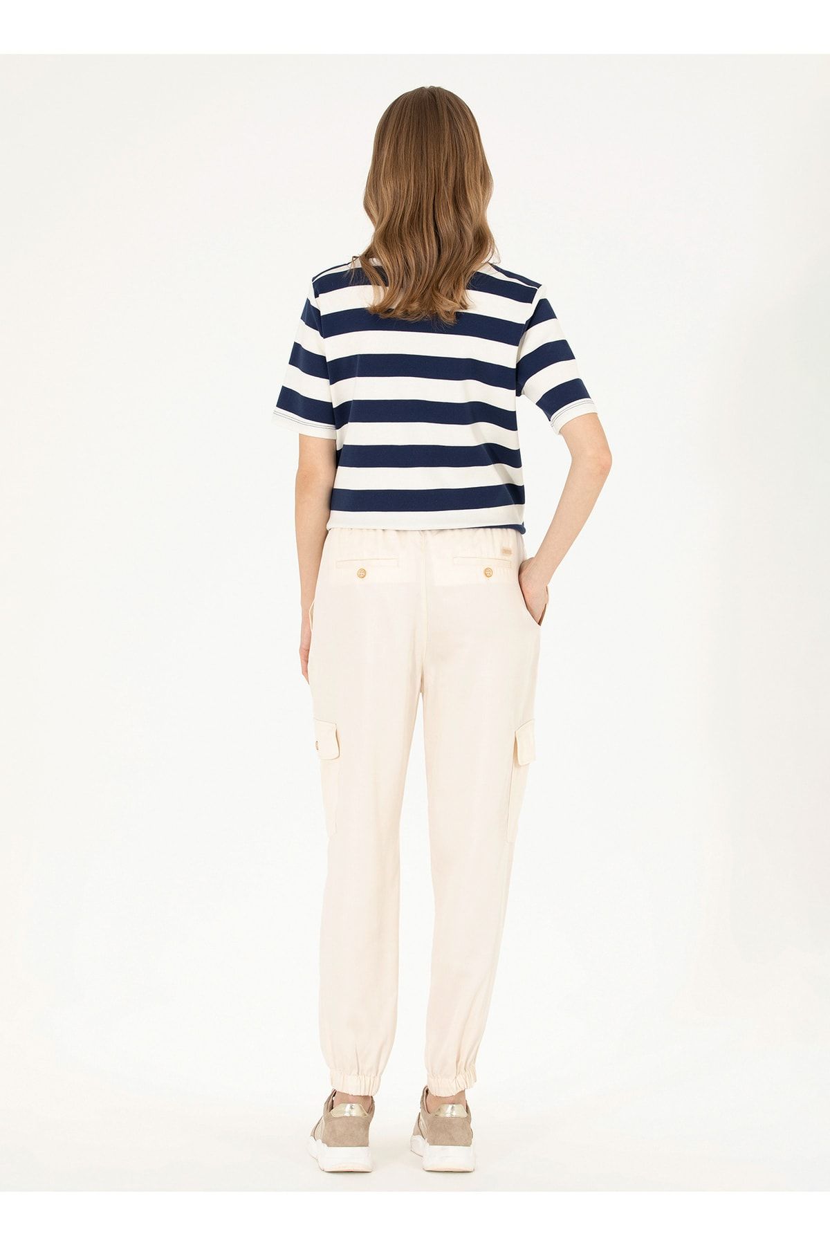 U.S. Polo Assn.-Tie Waist Standard Beige Women's Trousers Dello 4