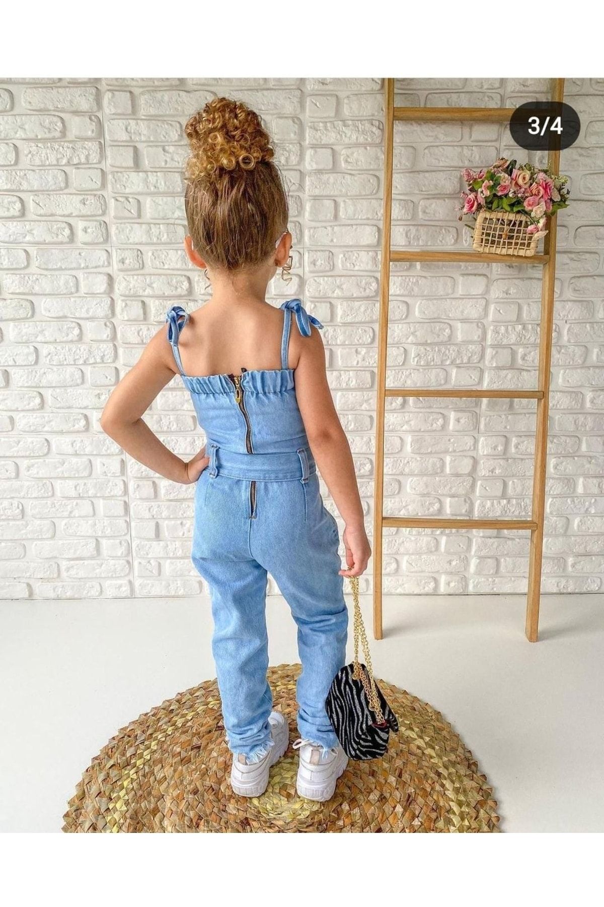 DUDOR K DS Girl s Strappy Denim Jumpsuit Trendyol