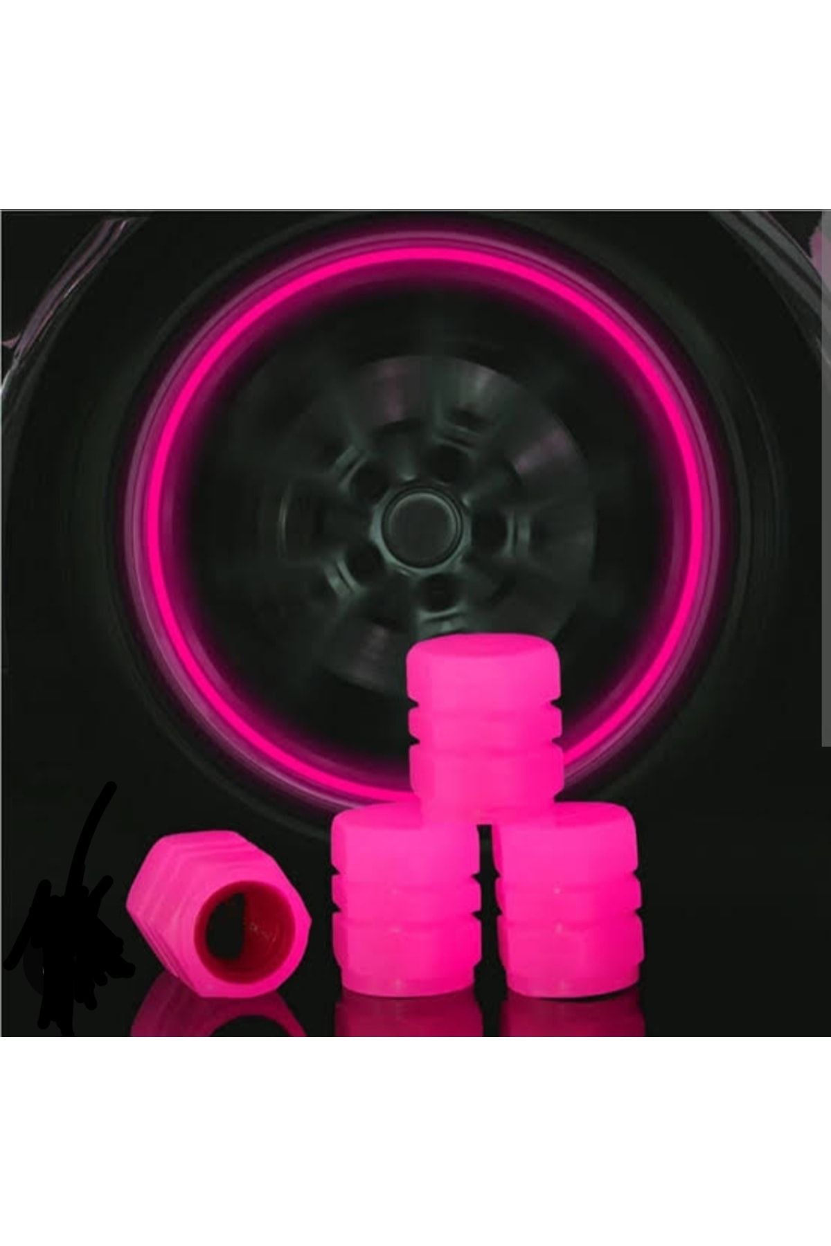 Fosforlu Flerosan Led Işıklı Sibop Kapağı (2 Adet) Pembe Renk