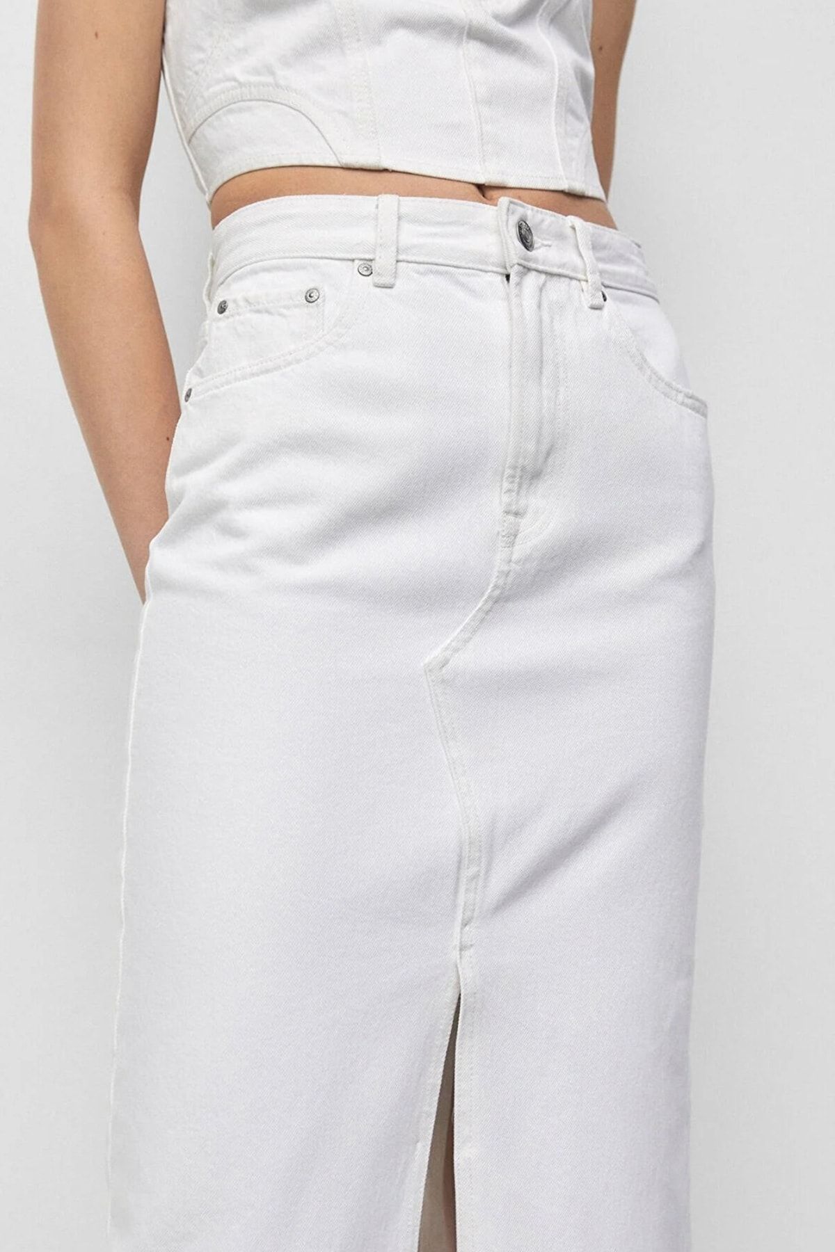 Denim pencil skirt sales white