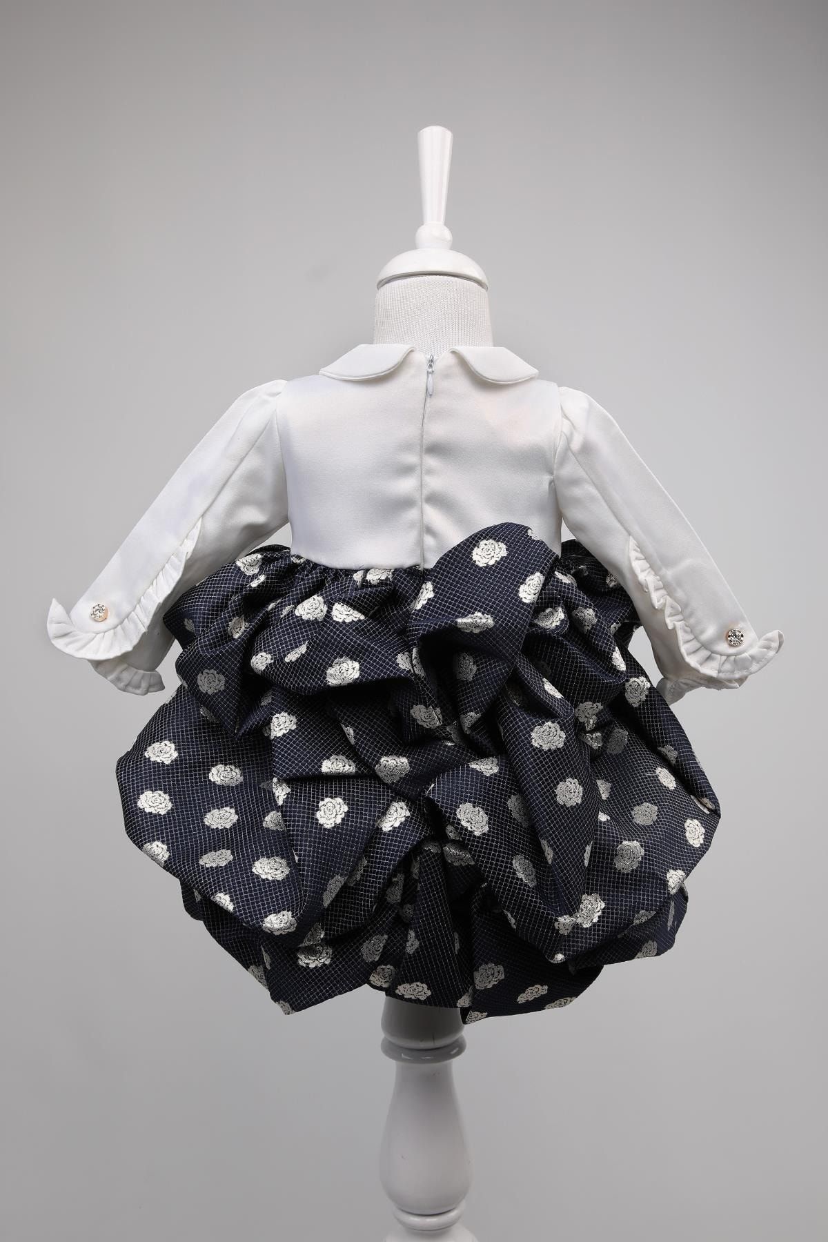 Babydola-Stone Buttoned Baby Girl's Evening Dress Holiday Dress 13900 4