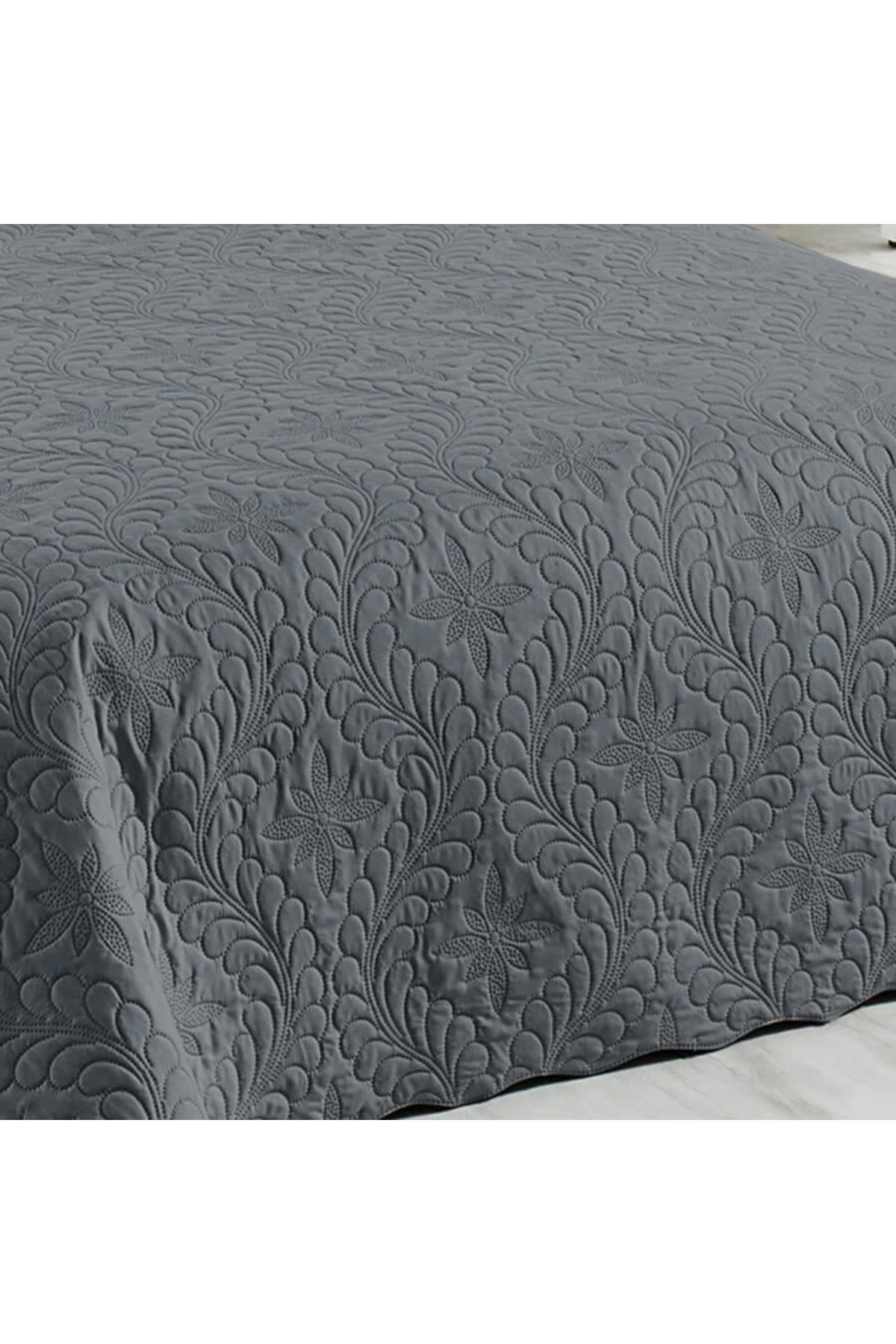 Örtüm-Ivy Anthracite Quilted Single Bedspread 4