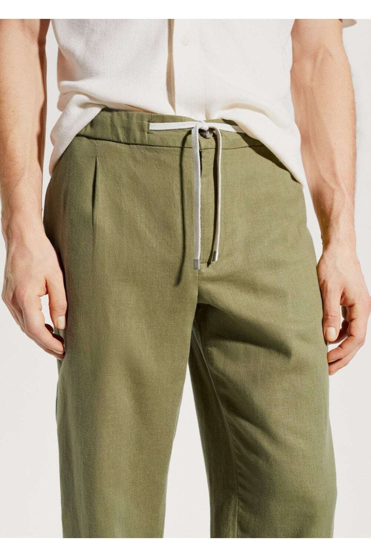 MANGO Man-Slim Fit Linen Trousers 8