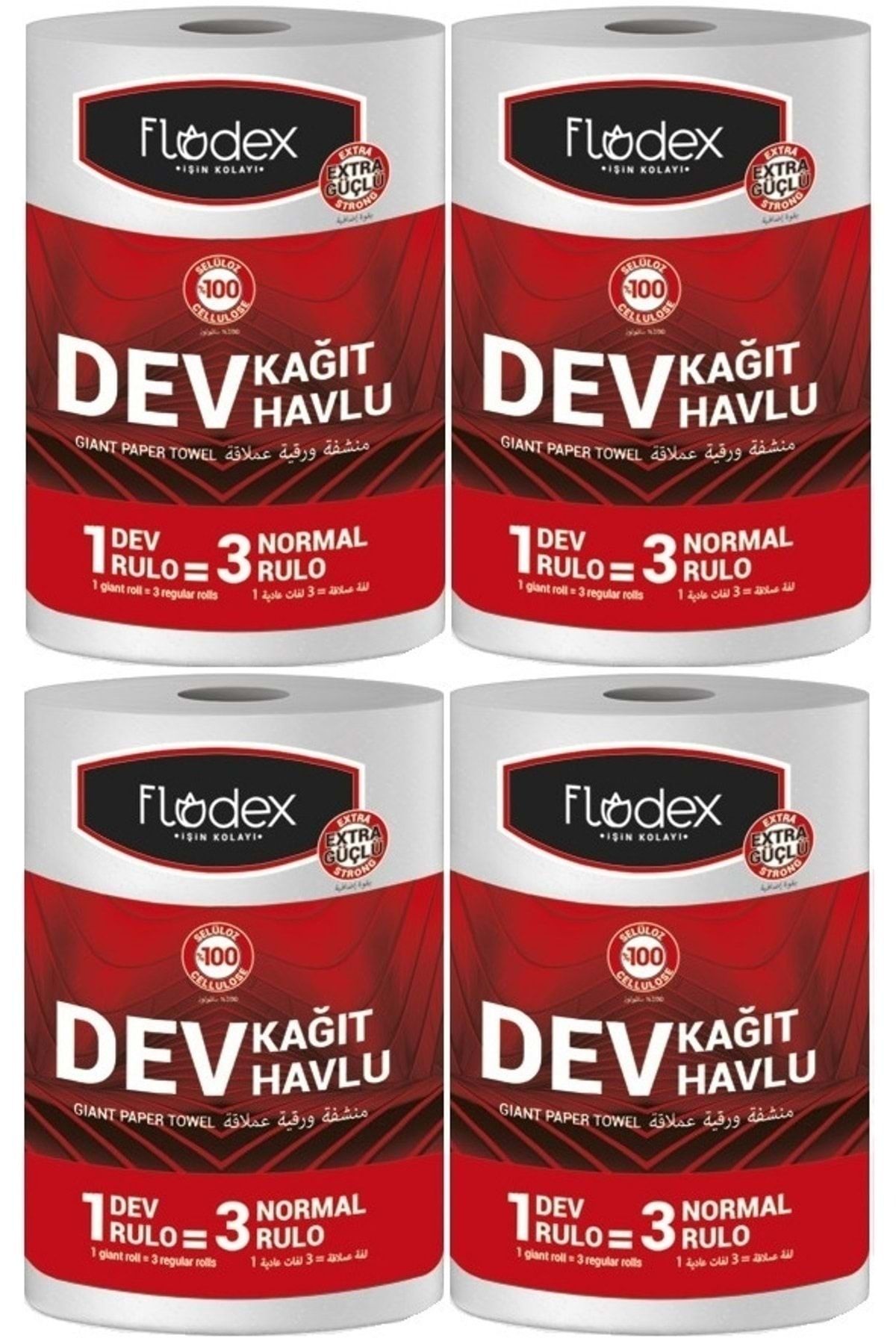 FLODEX Kağıt Havlu Dev Rulo Pk (extra Güçlü Seri) 4 Lü Set PAKETFLODEX014