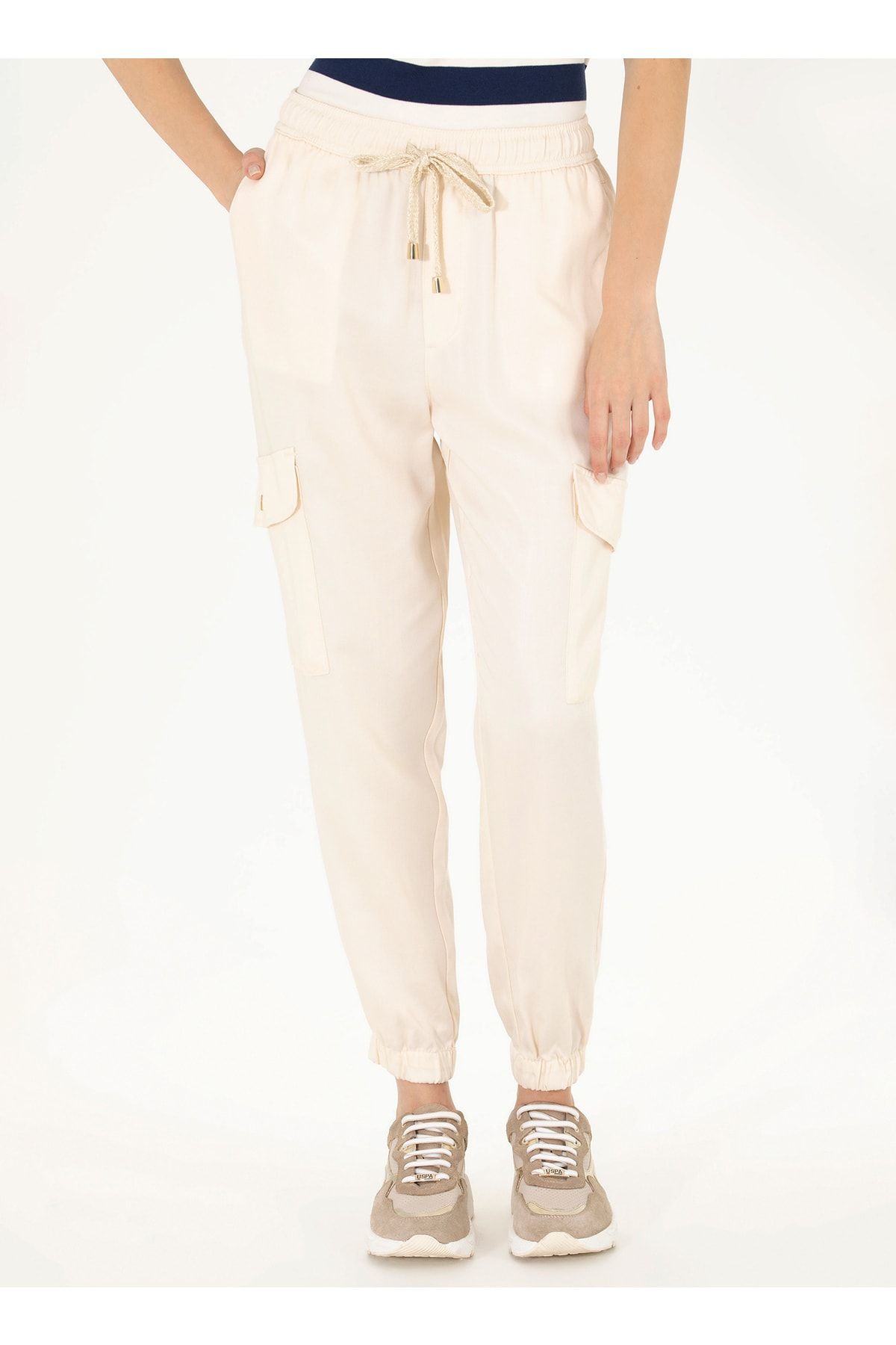 U.S. Polo Assn.-Tie Waist Standard Beige Women's Trousers Dello 2