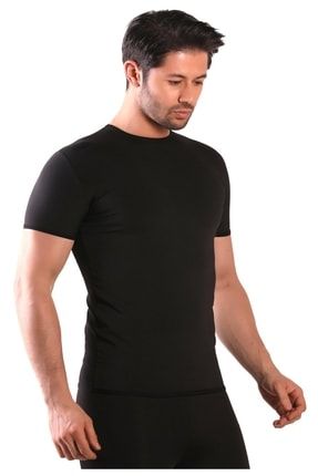 Erkek Siyah Büyük Beden Yağ Terleten Kısa Kollu T-shirt BS-SAUNABYK-002