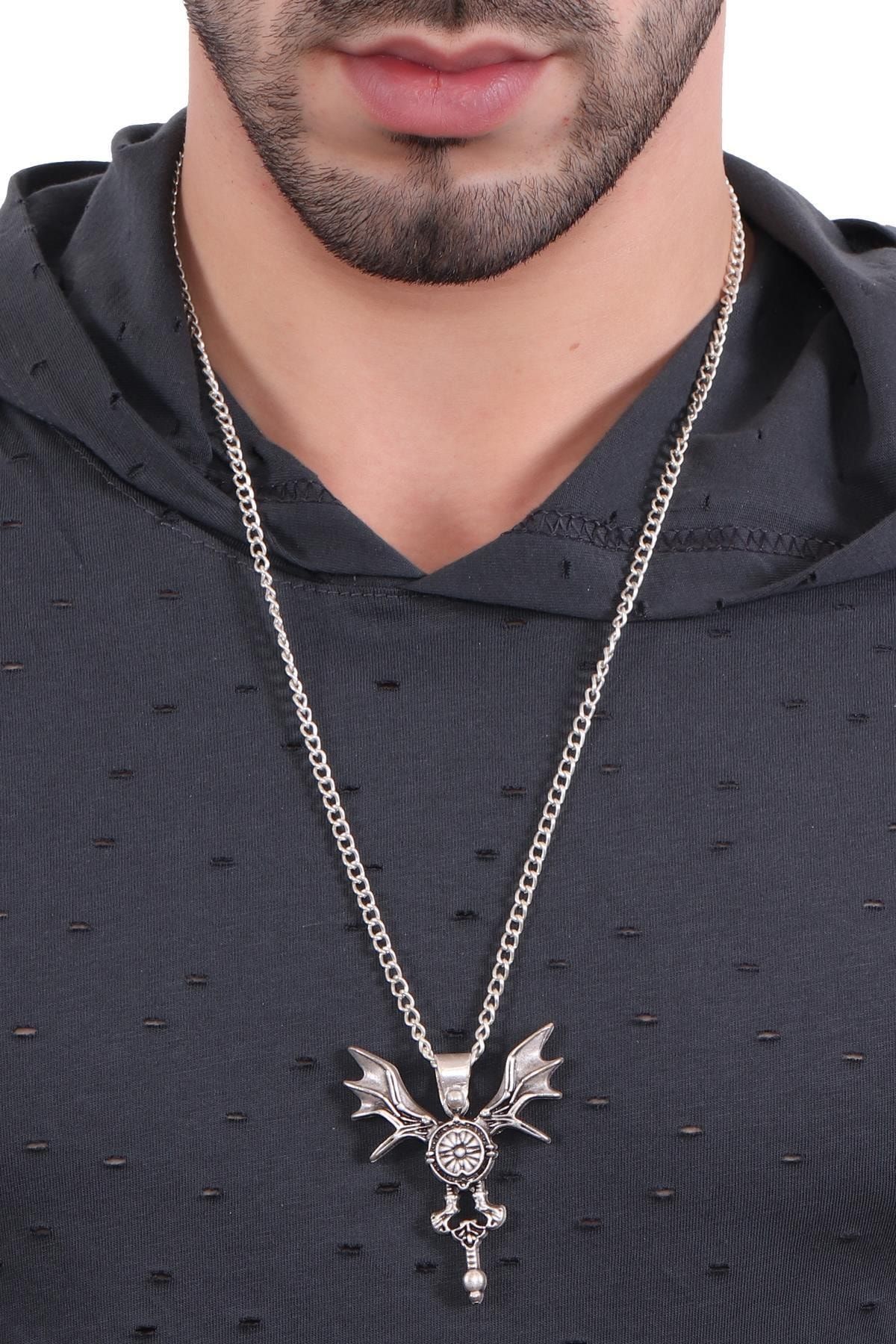 LABALABA-Men's Antique Silver Plated Spiritual Necklace 2