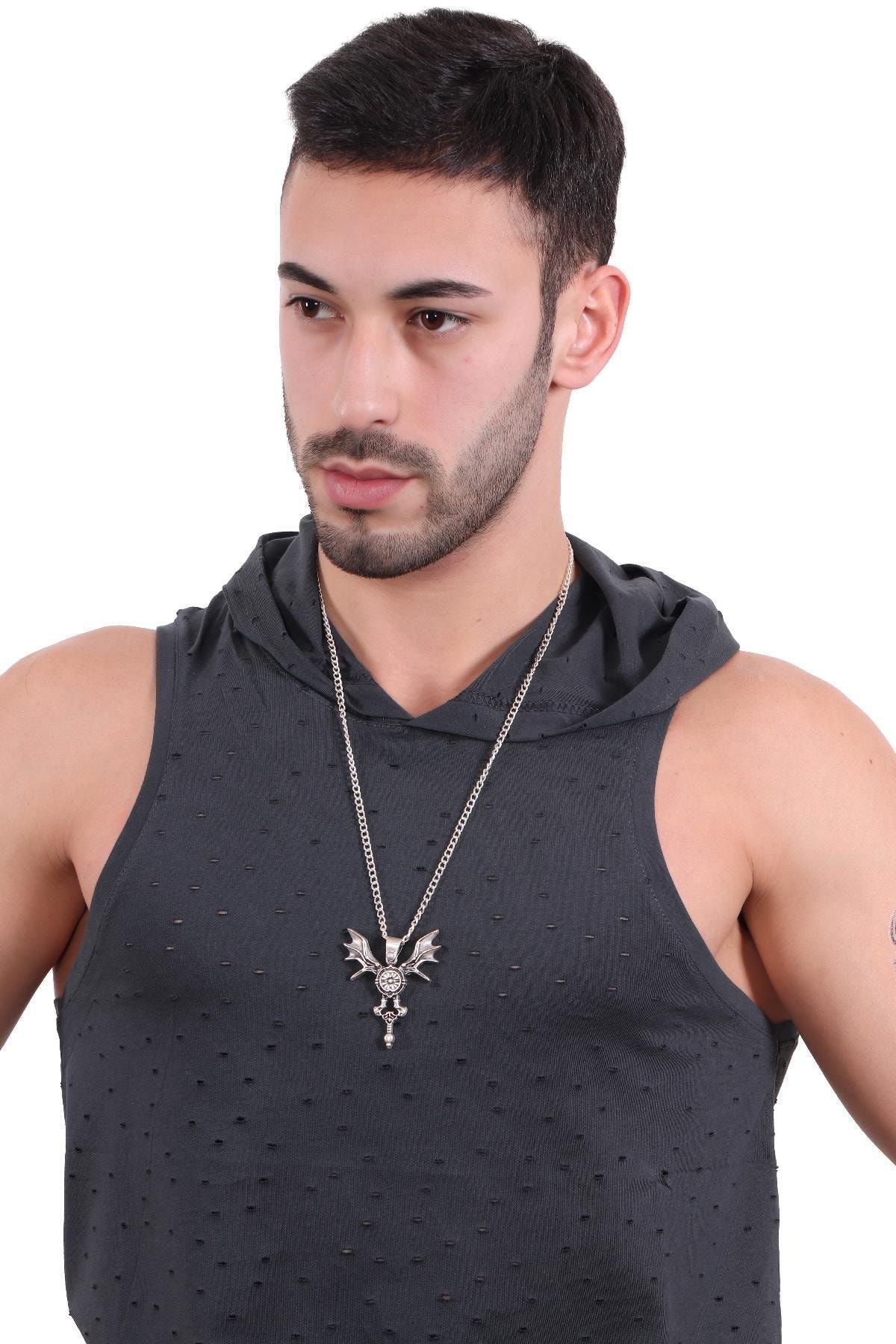 LABALABA-Men's Antique Silver Plated Spiritual Necklace 3