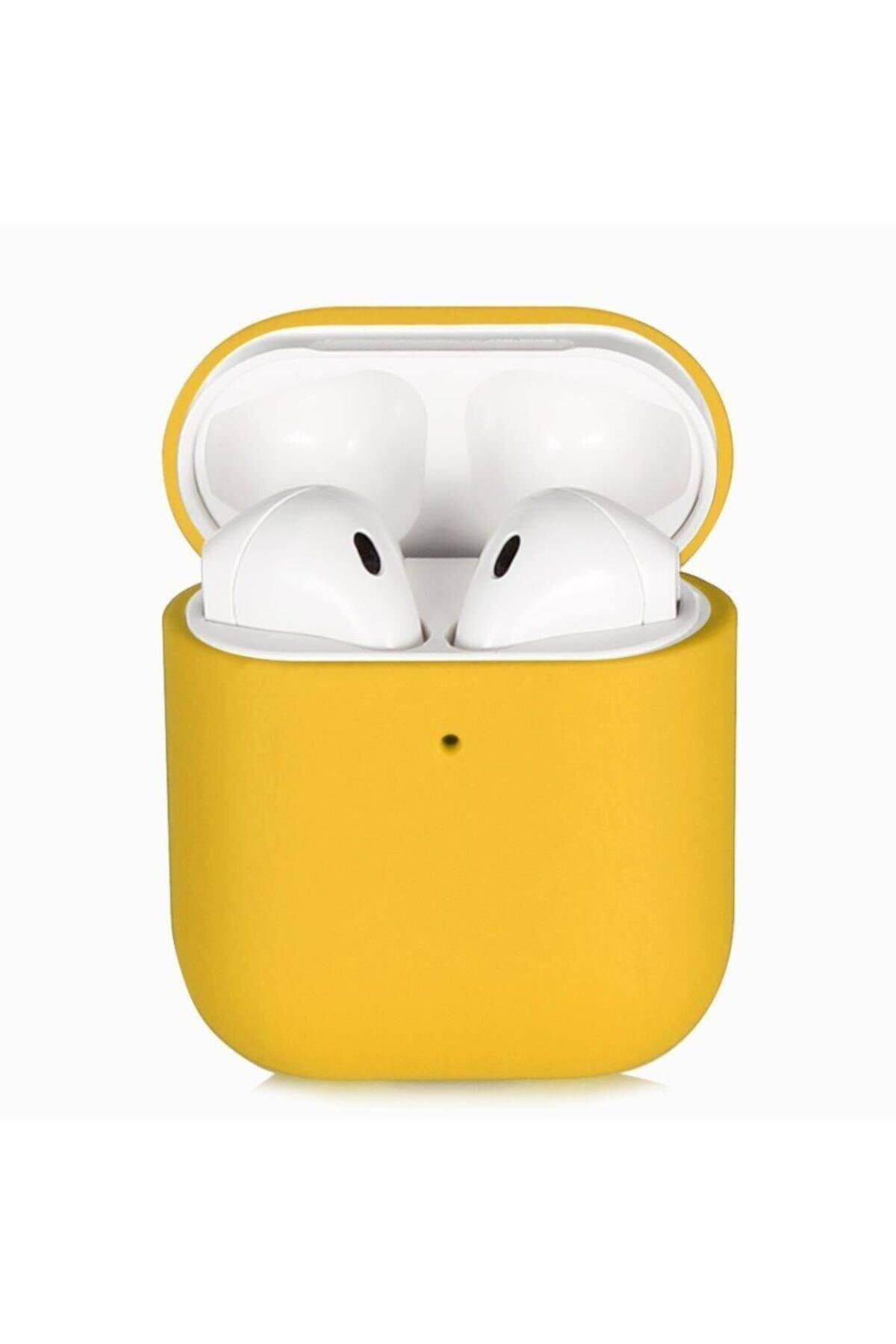 Apple Airpods Ince Ve Esnek Yapılı Kılıf - Sarı