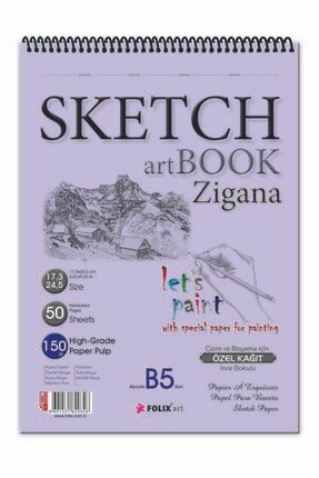 Sketchbook Zigana B5 Spiralli 150 gr. 17,3x24,5 cm 50 yp. Eskiz Defteri 86915318203461
