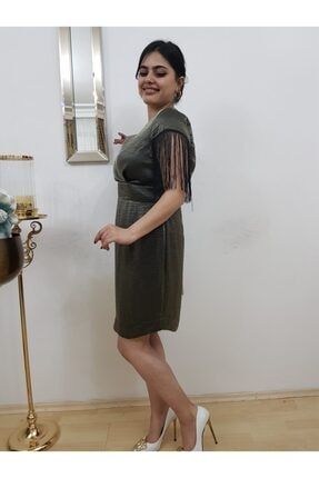 Kadın Bronz Kave Mini Tasarım Elbise FERO0000672