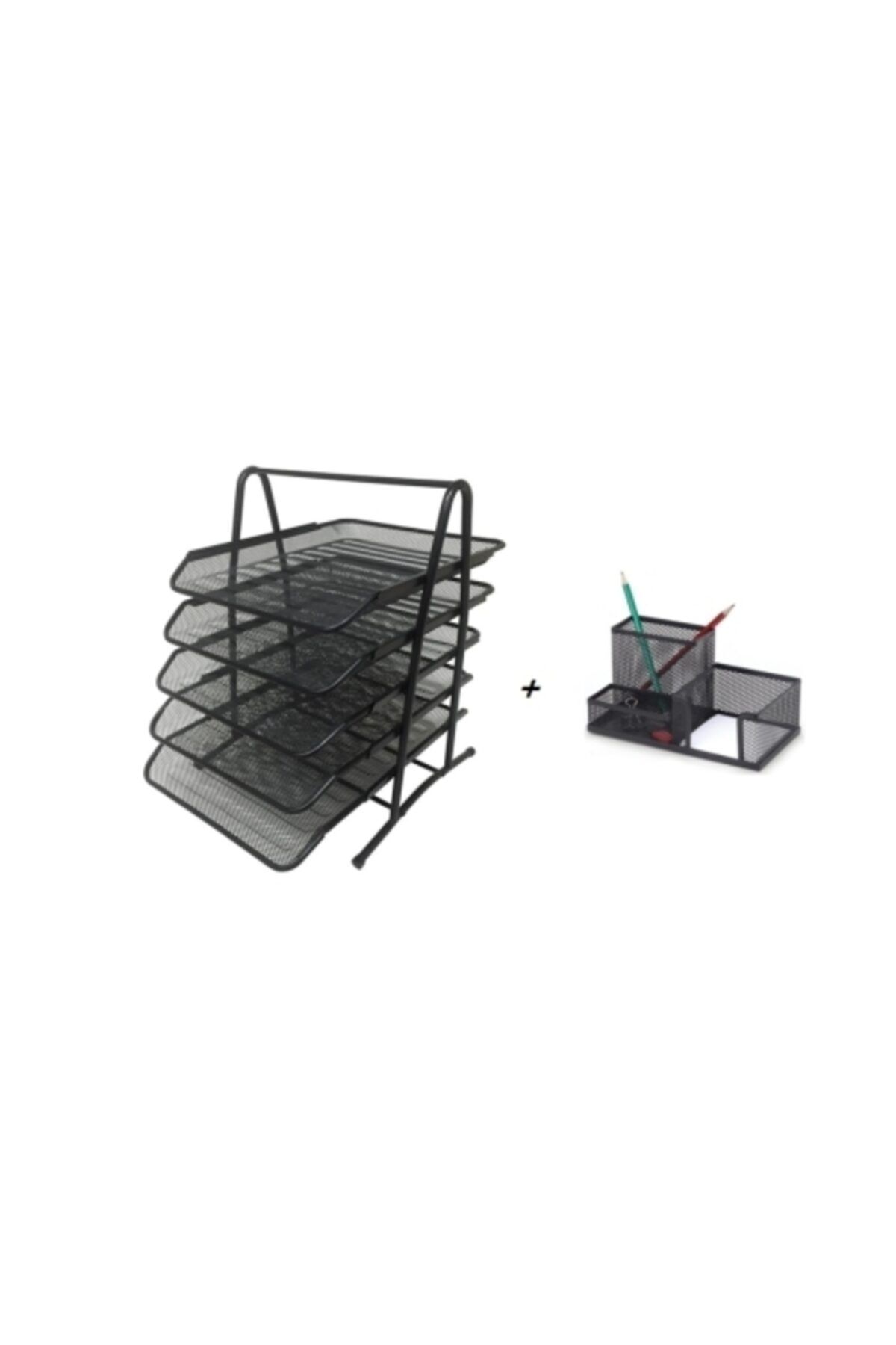 inox Suport Pentru Documente Cu Plasă Metalică Suport Stilou Negru Cu 5 Niveluri Combinat Cu Plasă Metalică - One Size