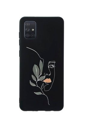 Samsung A71 Line Art Women Desenli Premium Silikonlu Siyah Telefon Kılıfı MCSAMA71LLAW