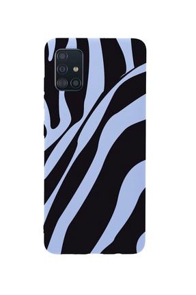 Samsung A51 Zebra Desenli Premium Silikonlu Lila Telefon Kılıfı MCSAMA51LZBR