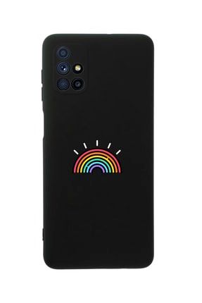 Samsung M51 Gökkuşağı Desenli Premium Silikonlu Siyah Telefon Kılıfı MCSAM51LGKK