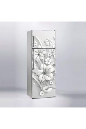 Buzdolabı Sticker Kaplama Etiketi Gri Çiçekler bz-gc