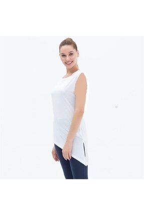 Kadın Beyaz Sıfır Yaka Kol T-shirt 6720