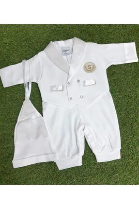 Erkek Bebek Beyaz Blazer Arma Ceketli Tulum 201245025417