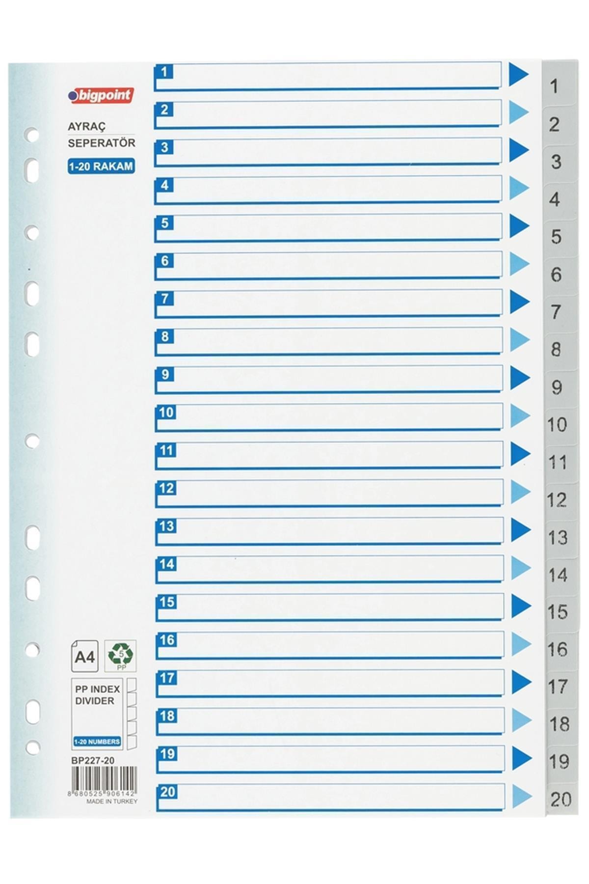 Bigpoint Pp Seperatör 1-20 Rakamlı (1 Adet)
