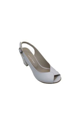 Deri Kalın Topuklu Beyaz Ayakkabı 009-0091