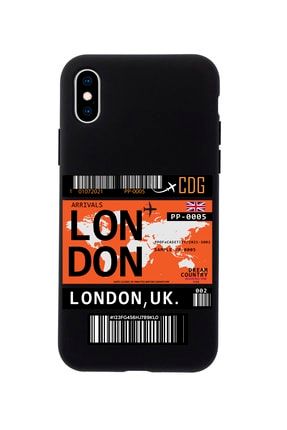 Iphone Xs Max London Bilet Tasarımlı Siyah Telefon Kılıfı MCIPXSMAXLLNDN
