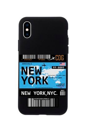 Iphone Xs Max New York Bilet Tasarımlı Siyah Telefon Kılıfı MCIPXSMAXLNEWYK