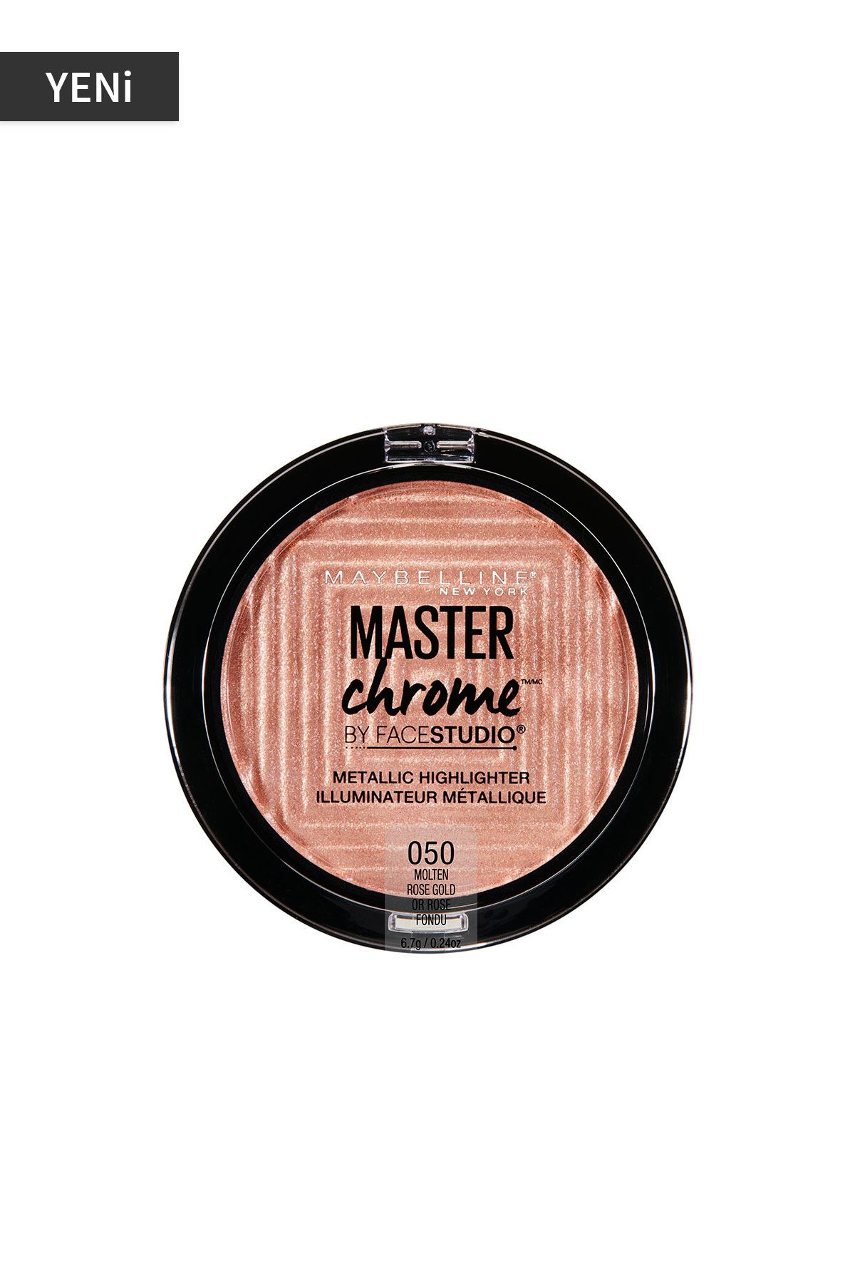 Maybelline New York هایلایتر متالیک Master Chrome  جلوه ای طبیعی و درخشش بی نظیر رنگ رزگلد شماره 050