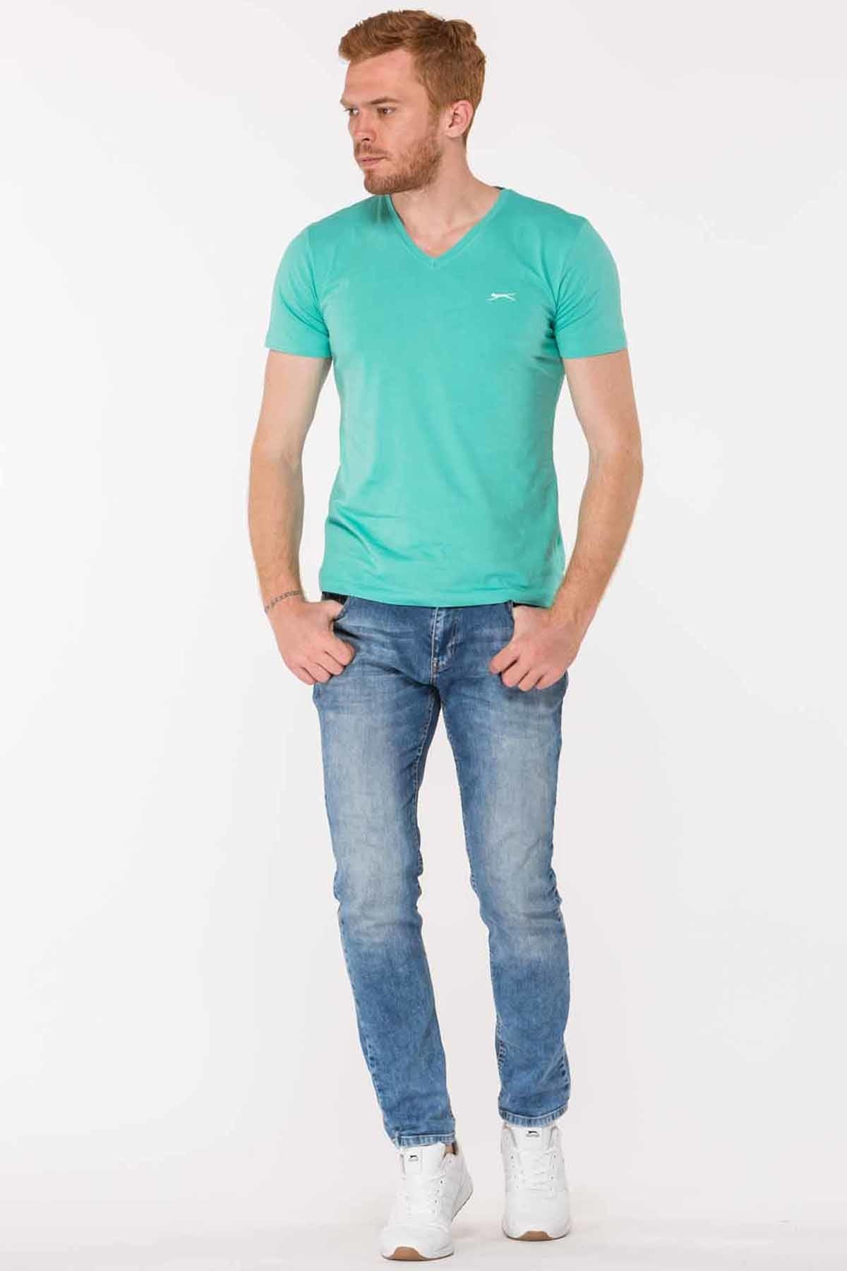 تی شرت ورزشی اسلازنگر مردانه پلی استر سبز  راسته Regular/رگولار     اسپرت | Slazenger ST19TE043 - تصویر 4