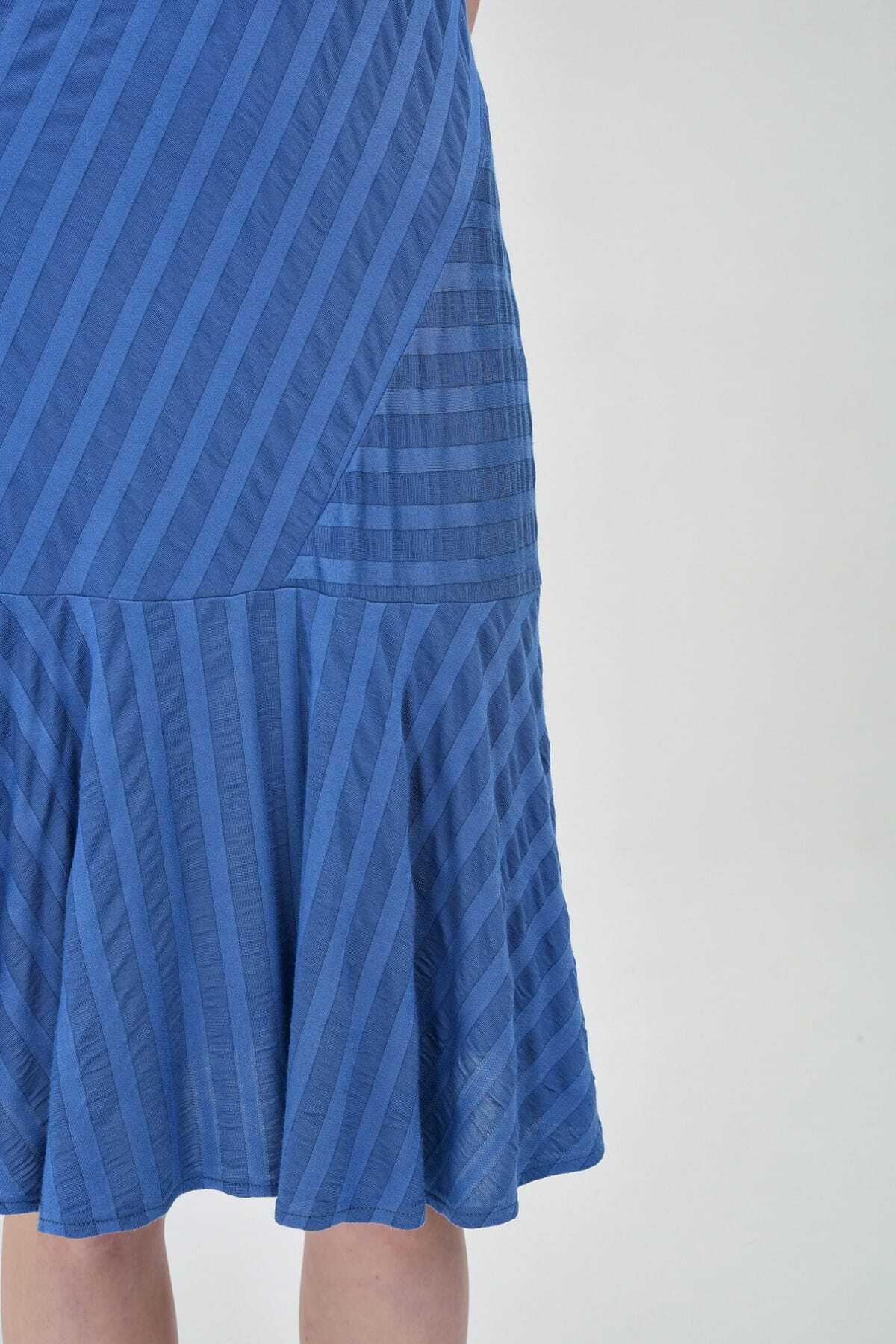 Hanna's by Hanna Darsa-Γυναικείο πλεκτό φόρεμα Navy Blue Crew με μηδενικό μανίκι Hn1449 3