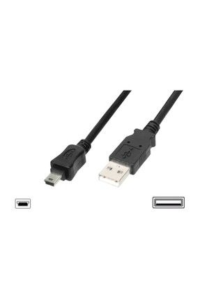 USB 2.0 Bağlantı Kablosu, USB A Erkek - USB mini B (5 pin) Erkek, 1.80 metre, AWG 28, USB 2.0 uyumlu AK-300108-018-S