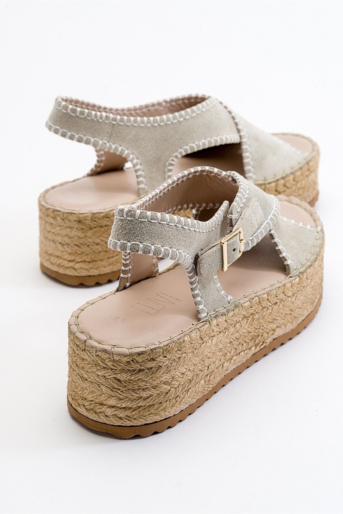 صندل نود زنانه های چرمی واقعی Bellezza Beige luvishoes
