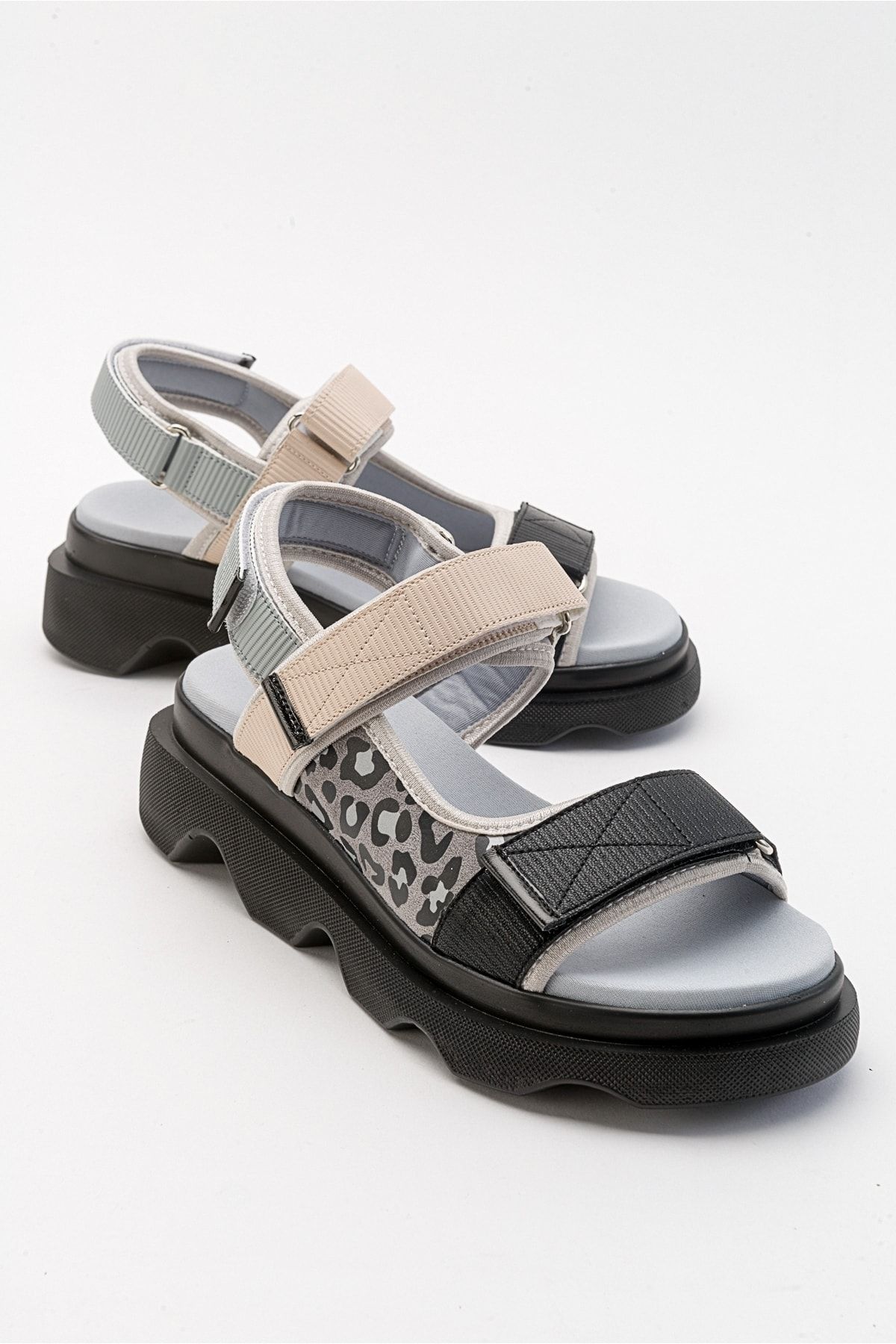 صندل زنانه با طرح خاکستری مشکی تدی luvishoes