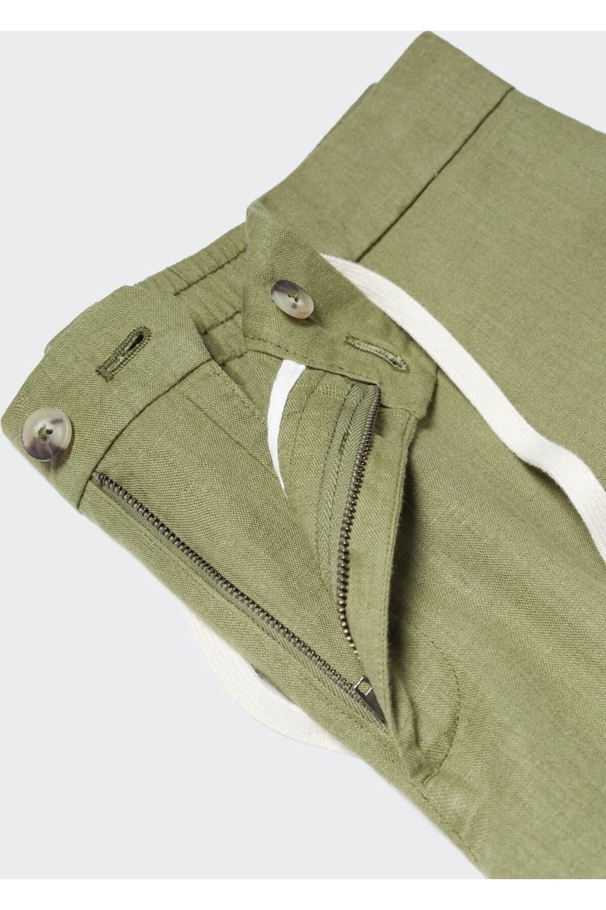 MANGO Man-Slim Fit Linen Trousers 7