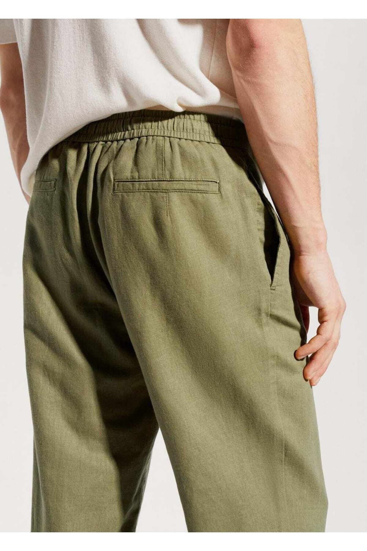 MANGO Man-Slim Fit Linen Trousers 6